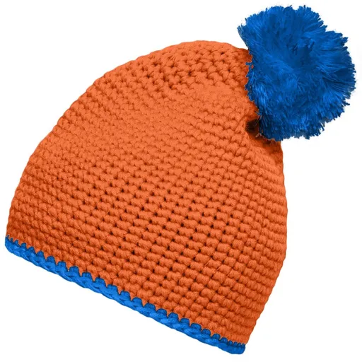 Myrtle Beach (Daiber) Pletená čiapka s kontrastným pruhom a brmbolcom MB7964 - Oranžová / aqua | uni