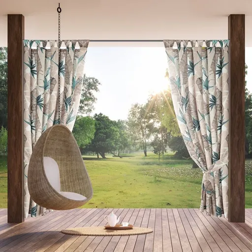 ArtFir Záves na terasu GARDEN 8 PU | béžová/zelená 155 x 200 cm