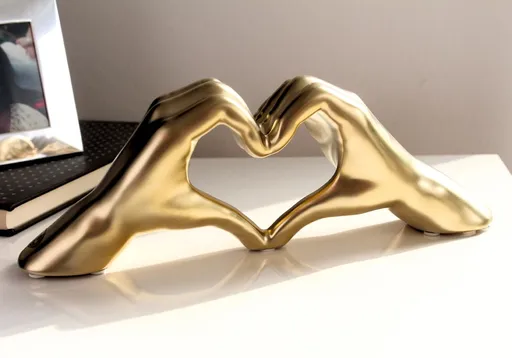Gilde Keramická dekorace Srdce z rukou, zlatá