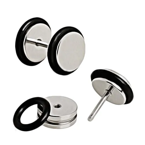 Falošný piercing do ucha z ocele striebornej farby