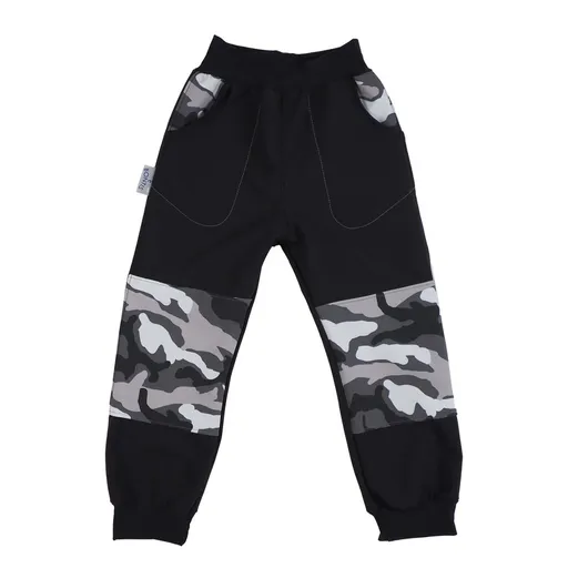 Bontis Detské softshellové nohavice - Maskáčová šedá | 98 cm