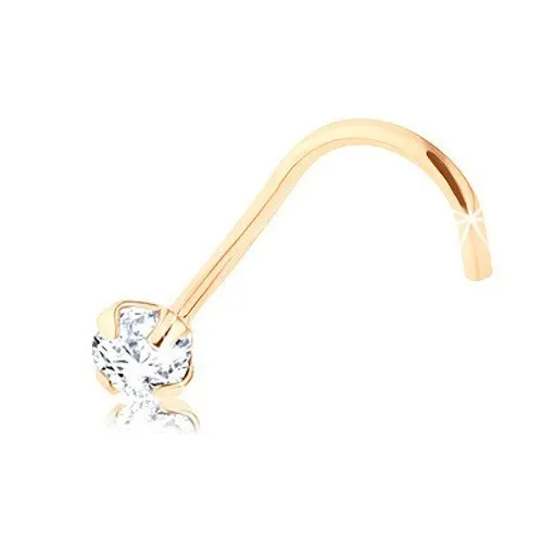 Briliantový piercing do nosa zo žltého 9K zlata, číry diamant, 2,5 mm