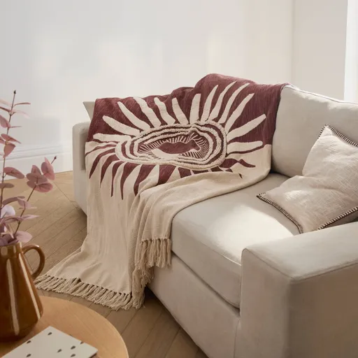 Plied s textúrovaným efektom a motívom slnka