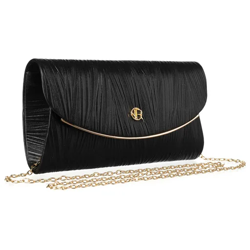 Čierna dámska listová kabelka z prúžkovanej eko kože – Rovicky