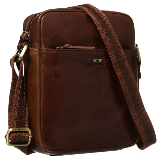Pánska hnedá kožená taška cez plece – jednokomorová s praktickými detailmi