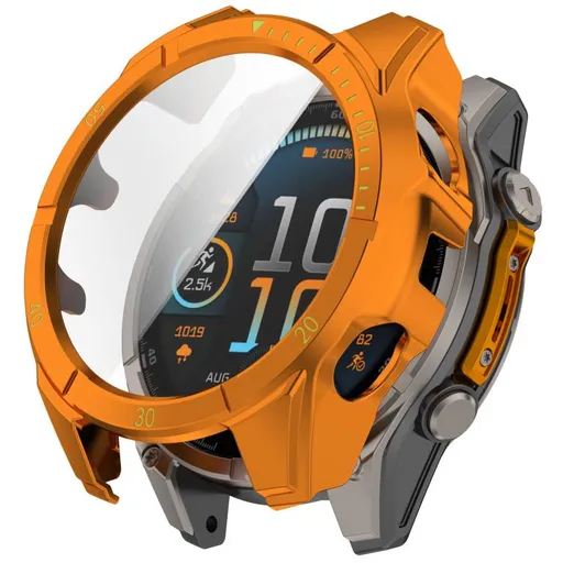 PC FULL COVER Plastový kryt so sklom pre Garmin Tactix 8 Solar 51mm ORANGE
