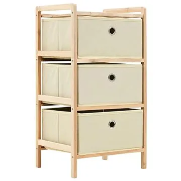 Úložný regál se 3 netkanými košíky cedrové dřevo béžový (246433)