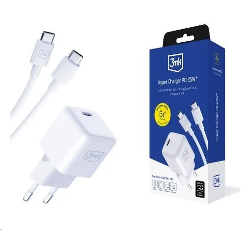 3mk sieťová nabíjačka Hyper Charger PD 25W + kábel USB-C