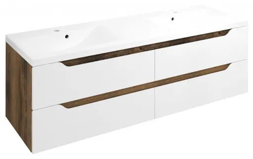 SAPHO - WAVE dvojumývadlová skrinka 149,7x50x47,8cm, biela/dub collingwood WA150-3019