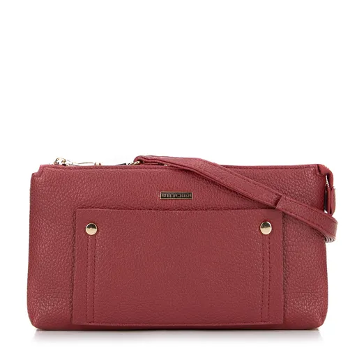 Dámska crossbody dvojkomorová s vreckom červená 29-4Y-604-3