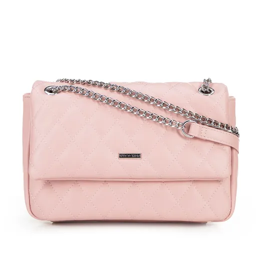 Dámska koženková kabelka cez rameno s ružovým prešívaním 100-4Y-229-P