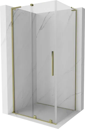MEXEN/S - Velar L sprchovací kút, posuvné dvere 90 x 75, transparent, zlato 871-090-075-03-50