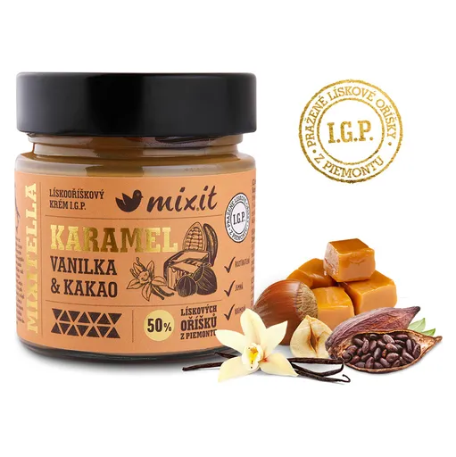 MIXIT Mixitella Premium lieskový oriešok z Piemontu s karamelom 200 g