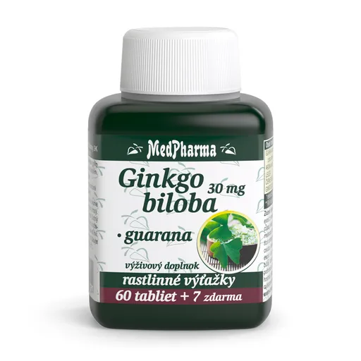 MedPharma GINKGO BILOBA + GUARANA tablety 60+7 zadarmo