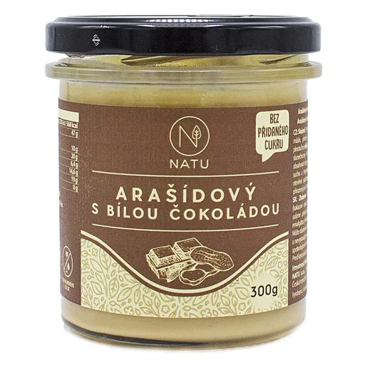 NATU Arašidový krém s bielou čokoládou bez pridaného cukru 300 g
