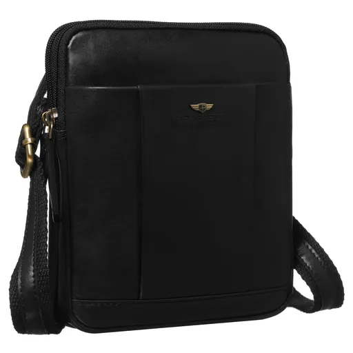 Pánska čierna kožená taška cez plece Peterson – dvojkomorová s elegantným dizajnom