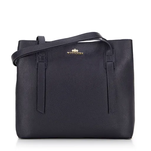 Dámska kožená shopper kabelka s dekoratívnymi rúčkami granátová 99-4E-016-7