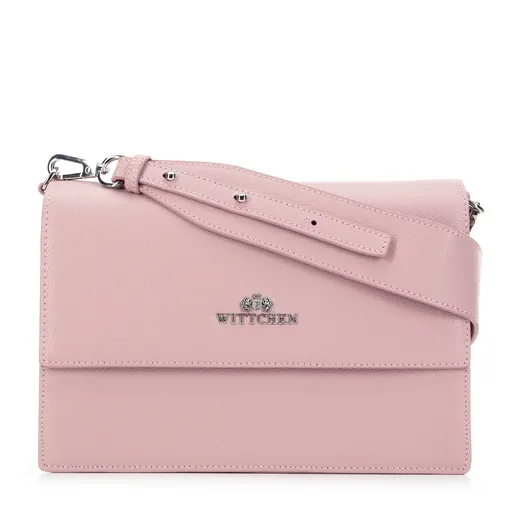 Damska listonoszka skórzana z szerokim paskiem różowa 29-4E-625-P