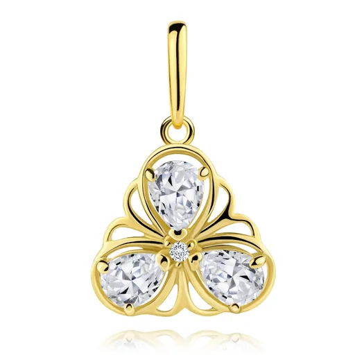 Zlatý prívesok 9K kvet s lupeňmi zo zirkónov v tvare kvapky