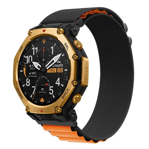 NYLON Vymeniteľný remienok pre Amazfit T-Rex 3 Pro 48mm BLACK-ORANGE