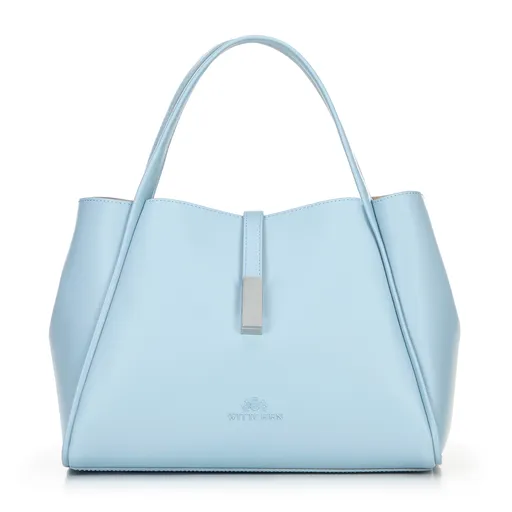 Dámska kožená aktovka s odnímateľným puzdrom, modrá 100-4E-202-N