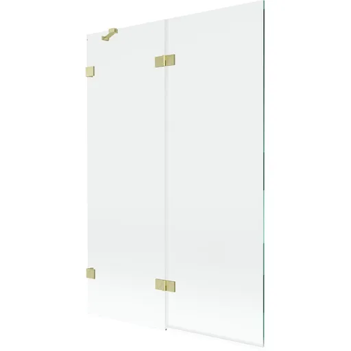 MEXEN/S - Lunar vaňová zástena 2-krídlová ľavá 120 x 150, transparent, zlatá kartáčovaná 897-120-100-55-00-L