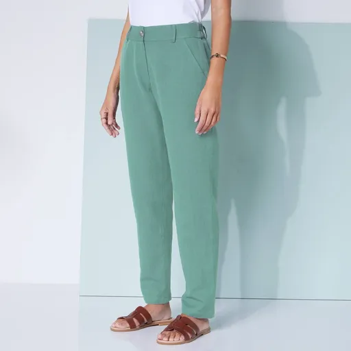 Chino nohavice s pružným pásom zo zmesi bavlny a ľanu