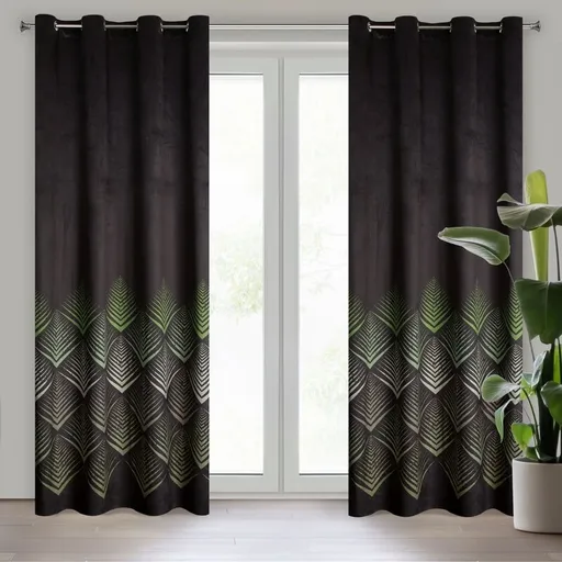 ArtFir Zatemňovací záves ANGELINA K | čierna s kvetmi 140 x 250 cm