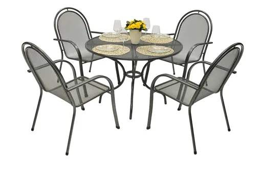 Záhradná kovová zostava CORINA I. 1+4 Stôl ø 90 cm (CT0313)
