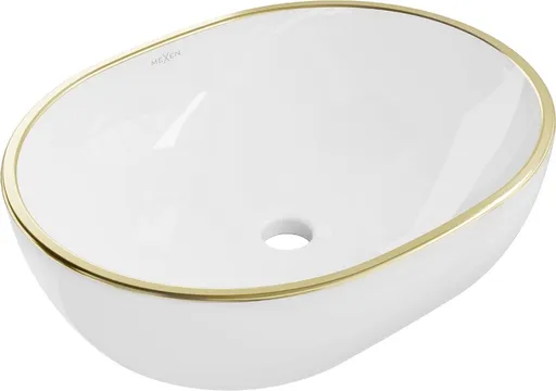 MEXEN - Viki umývadlo na dosku 48 x 35, biela/zlatá linka 21054805