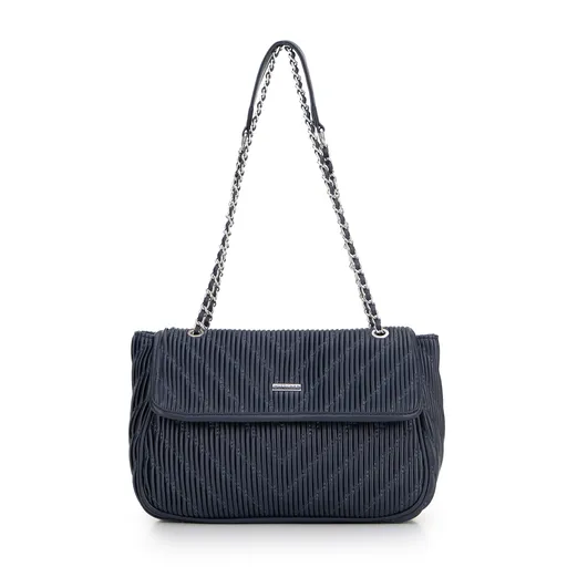 Crossbody z ekokože s retiazkou tmavomodrá 99-4Y-634-7