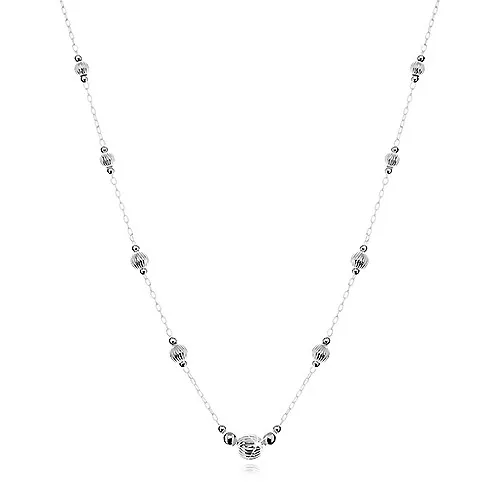 Strieborný 925 náhrdelník, väčšie guličky so zárezmi a menšie hladké