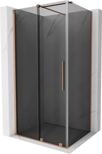 MEXEN/S - Velár sprchovací kút, posuvné dvere 100 x 85, grafit, meď kartáčovaná 871-100-085-41-65