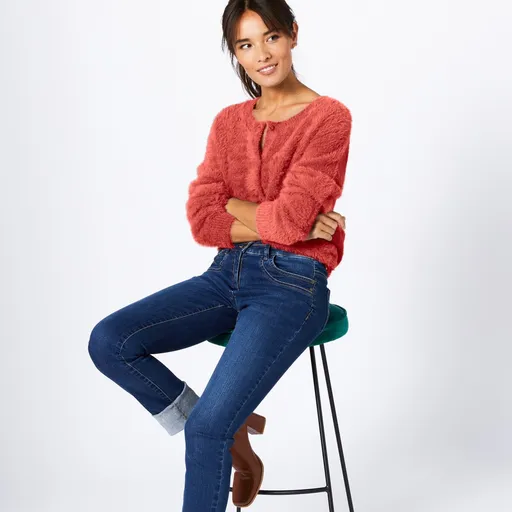 Jednofarebný sveter z úpletu s predĺženým vláknom