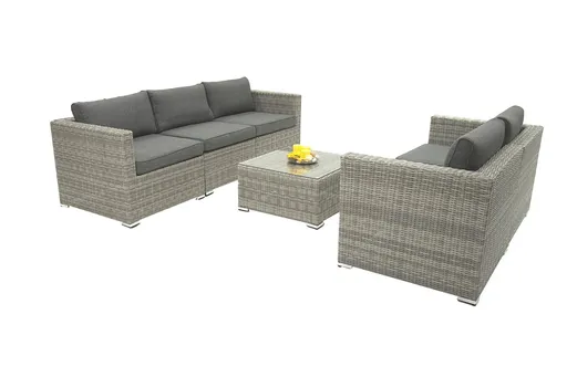 DEOKORK Ratanová variabilná zostava SEVILLA pre 5 osôb  (sivá)