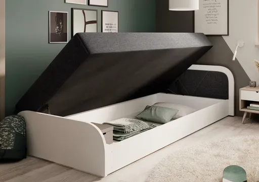 ArtElta Jednolôžková posteľ PARYS biela | 80 x 190 cm Farba: Pravá / Sawana 05