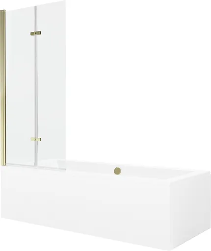 MEXEN/S - Cube obdĺžniková vaňa 170 x 80 cm s panelom + vaňová zástena 80, transparent, zlatá 550517080X9208025000