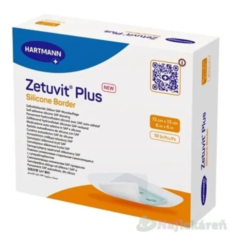 Zetuvit Plus Silicone Border kompres sterilný 15x15cm 10ks