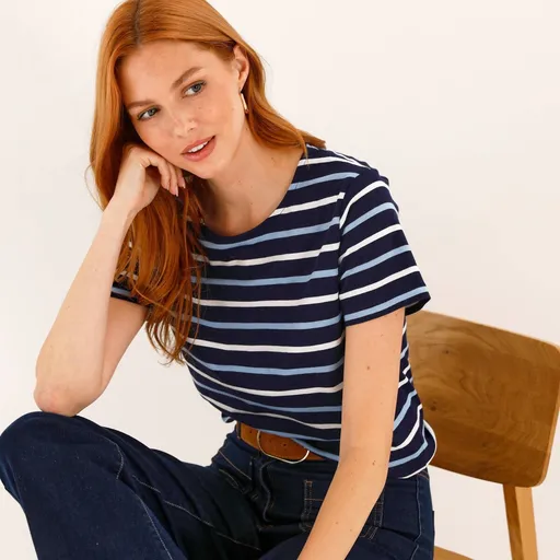 Prúžkované tričko s okrúhlym výstrihom