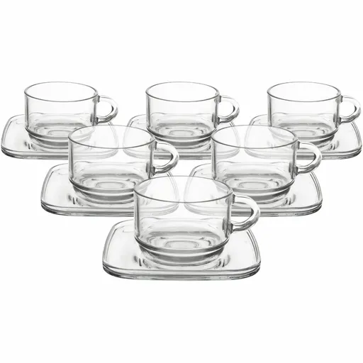 Orion Sada sklenených hrnčekov s podšálkami Cozy 6 ks, 0,27 ml, 270 ml