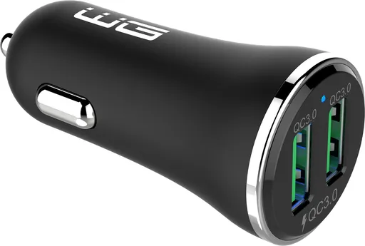 WG - Nabíjačka do auta 2x USB-A 36W, QC 3.0 + QC 3.0, čierna