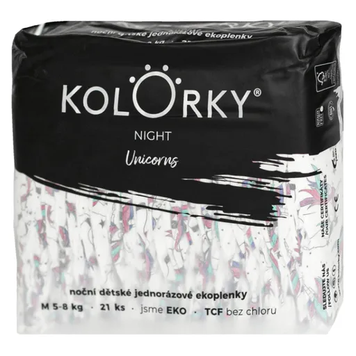 KOLORKY NIGHT Nočné jednorazové EKO plienky M (5-8 kg) 21 kusov