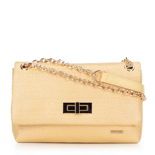 Dámska crossbody z pleteniny na retiazke žltá