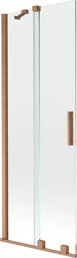 MEXEN/S - Velar Dvojkrídlová posuvná vaňová zástena 70 x 150, transparent, kartáčovaná meď 896-070-000-01-65