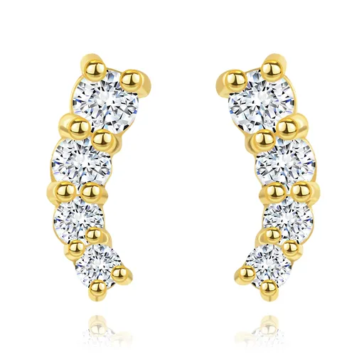 Briliantové zlaté náušnice 585 - trblietavý oblúčik z čírych diamantov