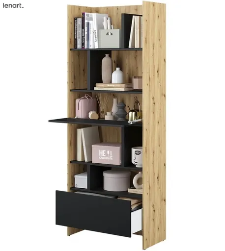 Dig-net nábytok Regál Lenart BED CONCEPT BC-22 | dub artisan / čierna