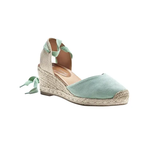 Sandále na klinovom podpätku so šnúrkami na zaviazanie