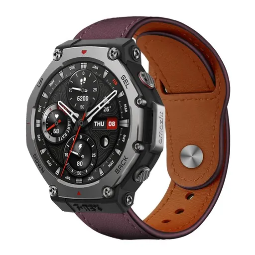 xDfind LEATHER Kožený remienok pre Amazfit T-Rex 3 JUJUBE RED