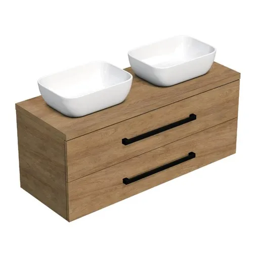 Kúpeľňová skrinka s čiernou úchytkou a krycí doskou SAT Cube Way 120x47,5x46 cm dub Hickory mat CUBE46C1203DH45