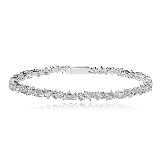 Náramok zo striebra 925 - motív mesiaca, slnka a hviezd, číre zirkóny